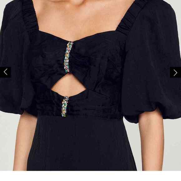 Sandro Falbala Embellished Cutout Black Midi Dress Size 38 /US 6 NWT Retail $580 - Picture 2 of 12